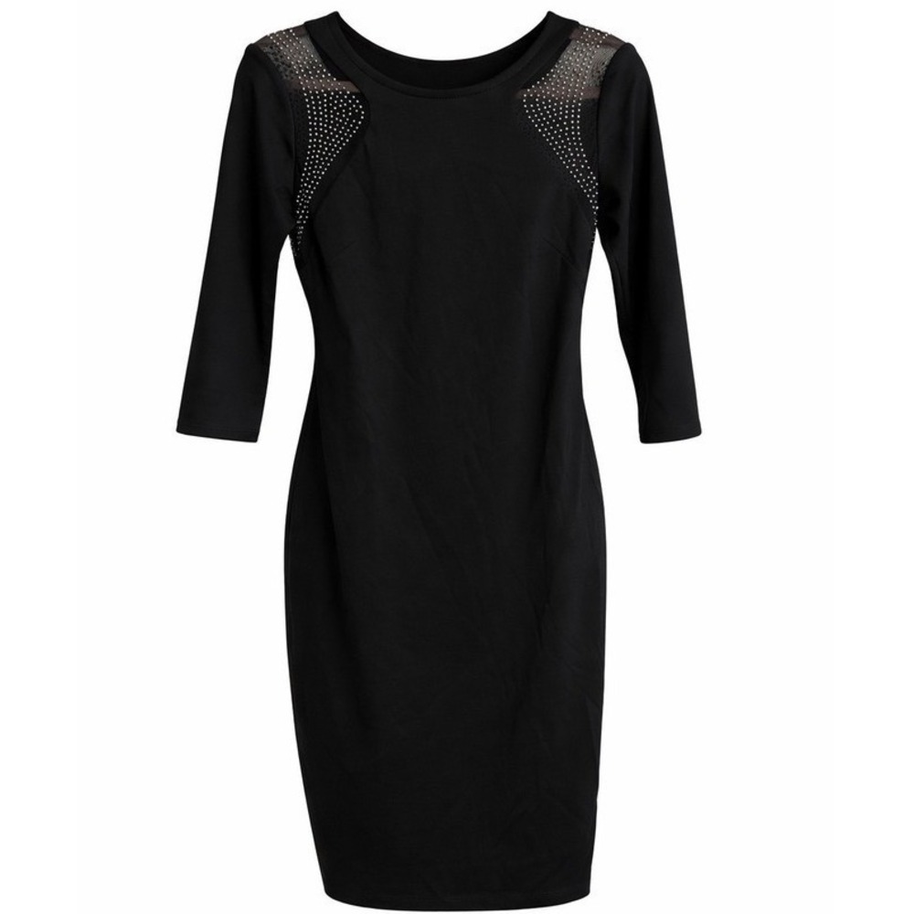 Alexia Admor Black Studded Mesh Dress Small LBD Dark Feminine Office Siren $225